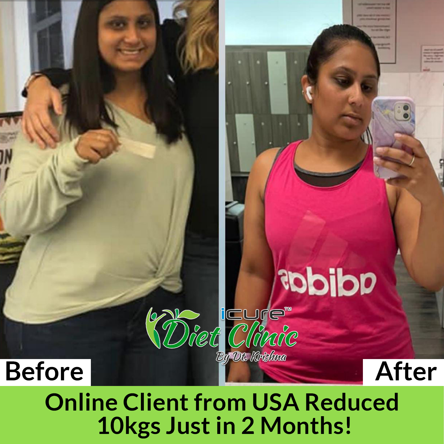 Online client from USA lost 10 kgs in 2 months